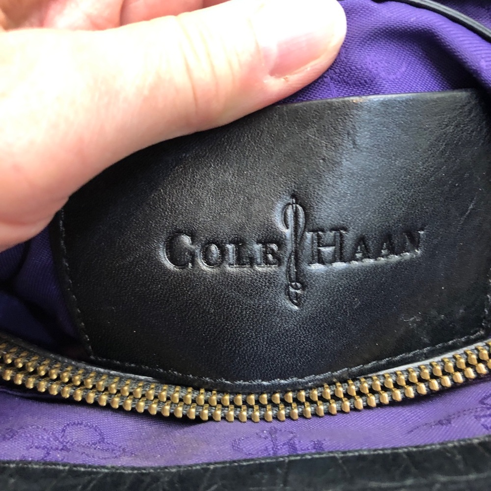 Cole Haan Black Leather! Faux Croc handbag Vintage Classic Black Handbag leather - Picture 6 of 15